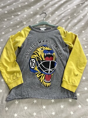 DESIGNER LITTLE MARC JACOBS KIDS BOYS T-SHIRTS LOGO TIGER LONG SLEEVES SZ 8T $83