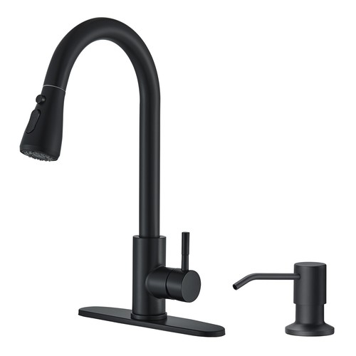 Kitchen Sink Faucet Pull Down Single Handle Swivel Sprayer Mixer Tap With Cover - Picture 49 of 70