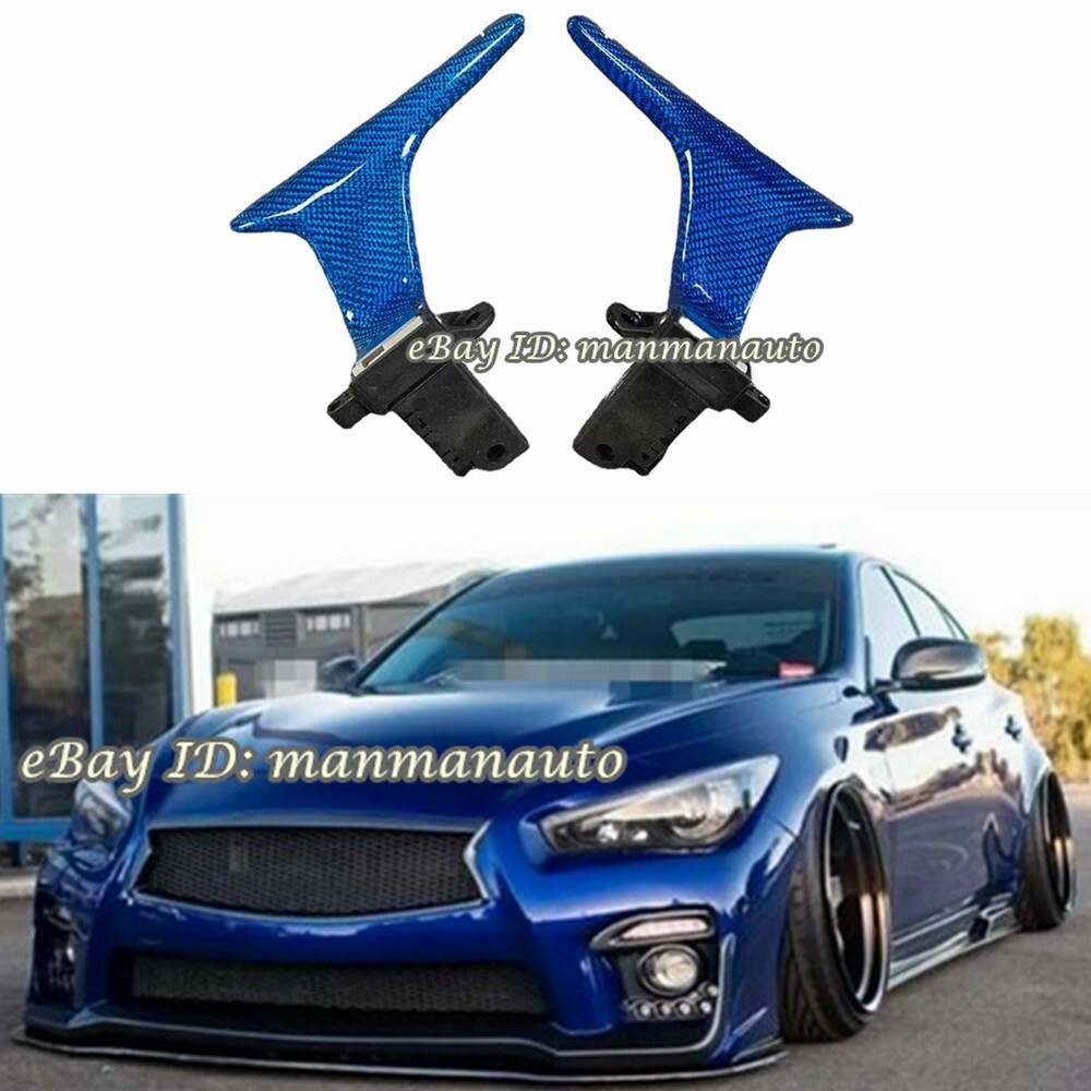 For infiniti Q50 2014-2017 Blue Carbon Fiber Paddle Shifter Knobs Replacement