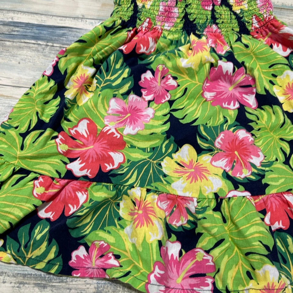 Vestido Gymboree 4T Monstera Floral Isla de Flores Crucero Mezcla de Lino Niñas Foto 3 de 4