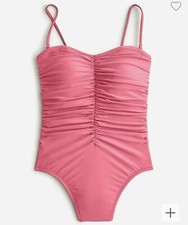 NWT J Crew Ruched Sweetheart One-Piece Swimsuit Pink Women's size 22 UPF 50 New