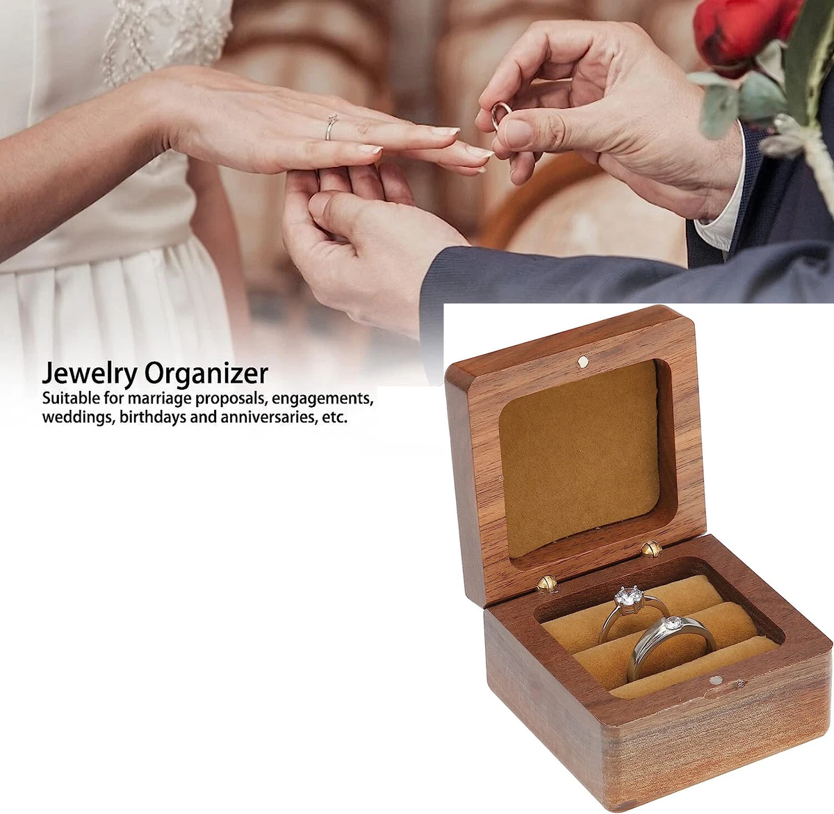 Ring Collection Box Rustic Style Jewelry Storage with Insert