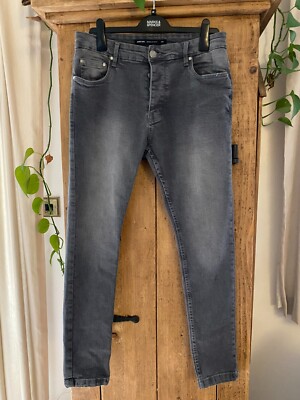 BRAVE SOUL MENS SKINNY MADISON GREY JEANS (SIZE 32R) UK