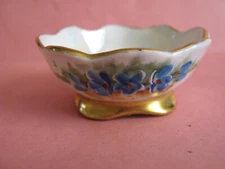 BAVARIA HAND PAINTED CHINA SCALLOPED TOP OPEN SALT CELLAR w/LUSTERWARE BOWL