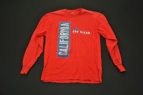 VTG San Diego California Shirt Red Long Sleeve Men's Large L Palm Tree - Picture 1 of 4