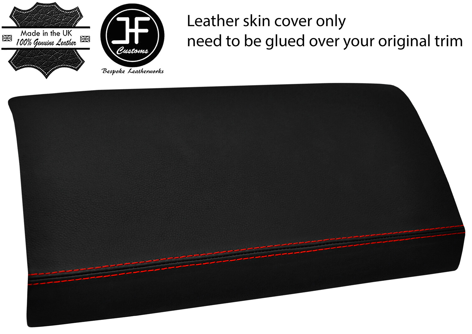 Red Stitch Leather Dash Trim Cover for 04-08 Ford F150 Passenger Side