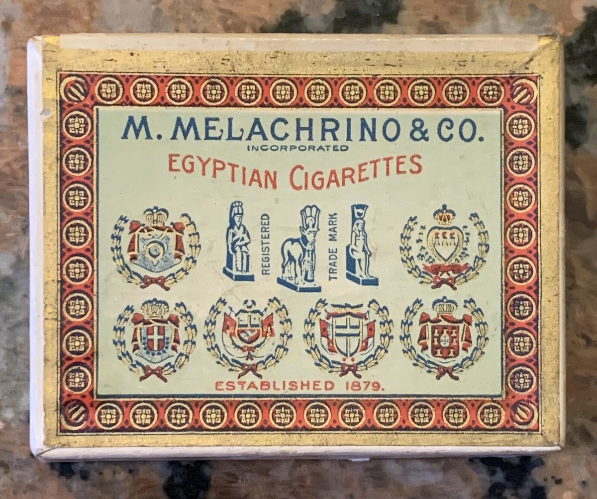 1940’s-50’s M. Melachrino And Co. Egyptian Cigarettes Empty Box 3 5/8” X 2  7/8”
