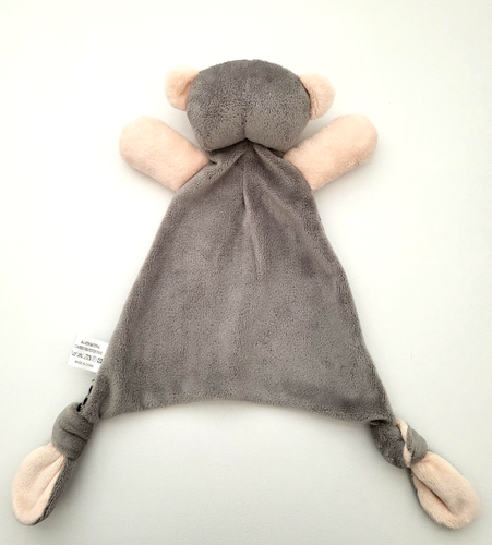 Lily & George Monkey Security Blanket Plush Toy Grey Black Striped Knit Velour - Picture 4 of 7