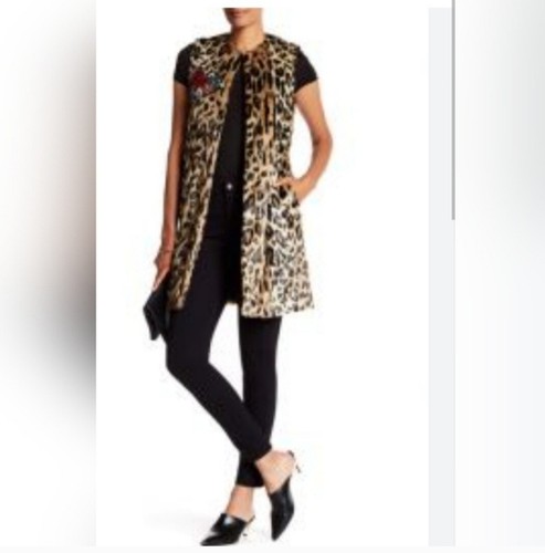 Alice + Olivia Jade Faux Fur Leopard Vest Size XS New without tags. - Picture 10 of 16