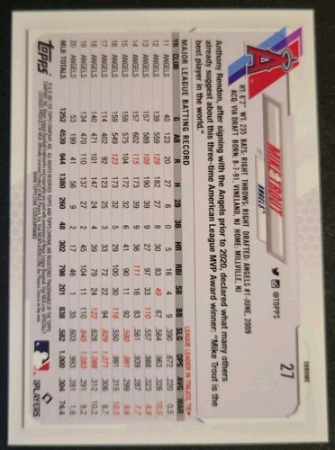2021 Topps Chrome Sapphire #27 Mike Trout Base Refractor LA Angels Plus Base - Picture 4 of 8