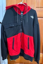 The Northface Hooded Fleece Men's Hommes XL red bulk 3 pocket , soft