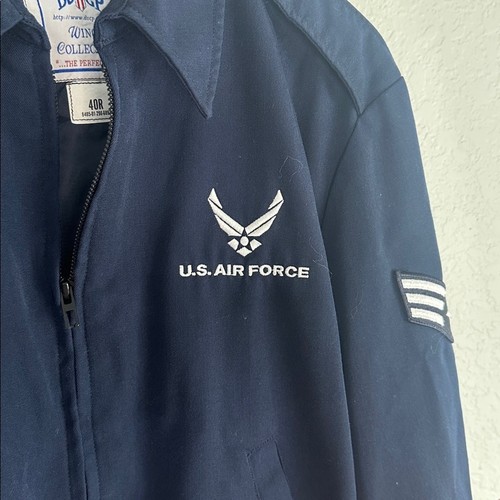 Vintage U.S. Air Force Full Zip Jacket Bomber Navy Blue Patches Wings Collection - Picture 6 of 9