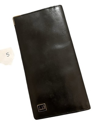 Authentic Dunhill Black Oxford Leather Bifold Long Wallet Made in France