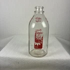 Bordens Vintage Elsie The Cow Glass Milk Bottle Red Print Logo Collectible Dairy