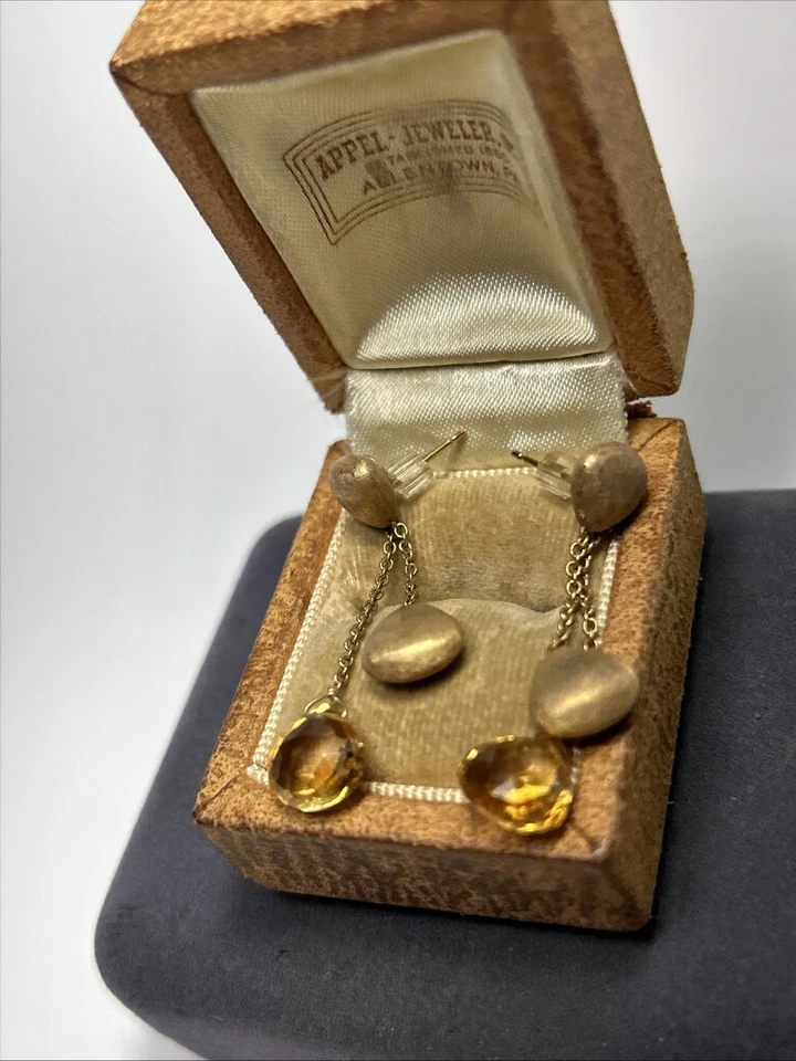 Designer Marco Bicego 18k Yellow Gold & Citrine Textured Drop Earrings - Image 4 of 4