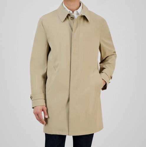 Michael Kors Men's Beige Classic Button-Front Kastanza Rain Coat Size 40R - Picture 2 of 3