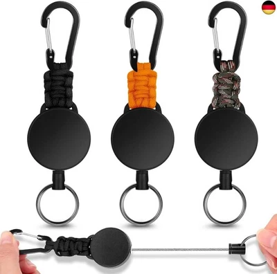 Selizo Schlüsselanhänger Ausziehbar,3 Stücke Schlüsselband Ausziehbar Ausweis Jo