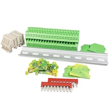 ICI Dinkle DIN Rail Terminal Block Kit #2 Green 20 DK4N-GN 10 AWG Gauge 30A 6...