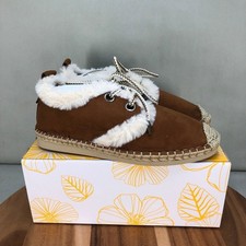 Yellow Box Raddie Faux Fur Lined Espadrille Flats Brown Women Size 7.5
