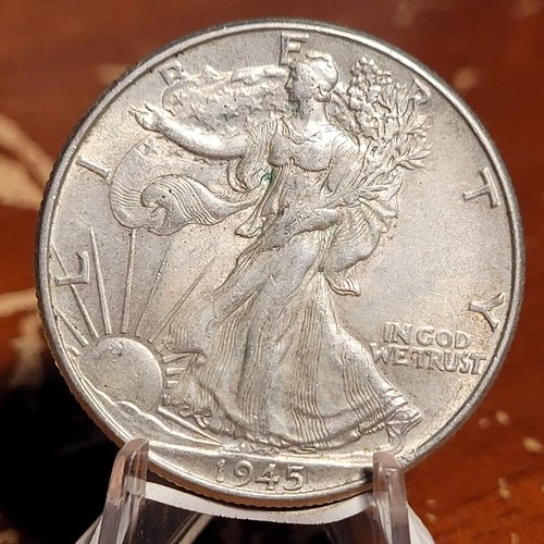 1945 Walking Liberty Half Dollar - 90% Silver BU Slider