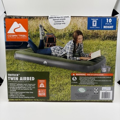 Ozark Trail Twin Size Inflatable Air Bed Mattress with Battery Pump (Green)
