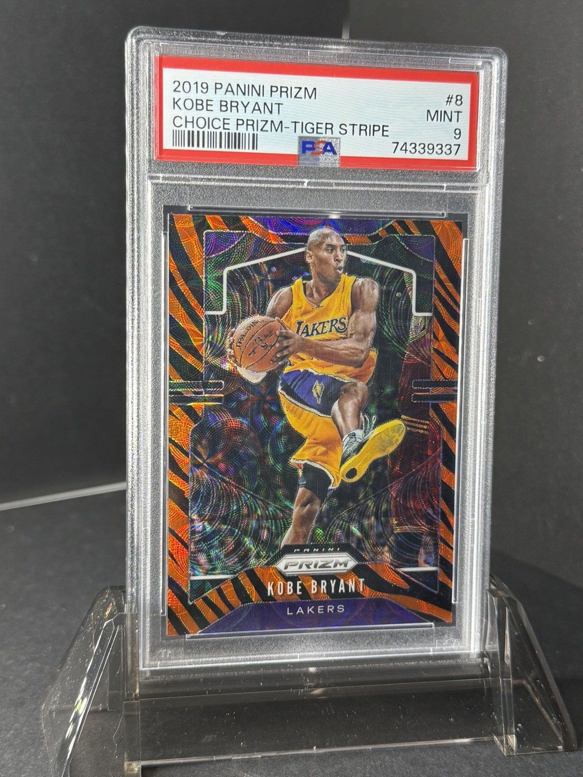 2019-20 Panini Prizm - Kobe Bryant #8 Choice Tiger Stripes Prizm PSA 9