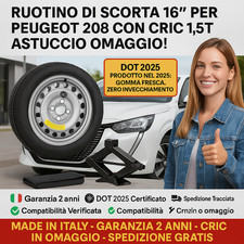 Set Platzsparend Notrad Peugeot 208 16” 4 Löcher Cric + Fall DOT2025