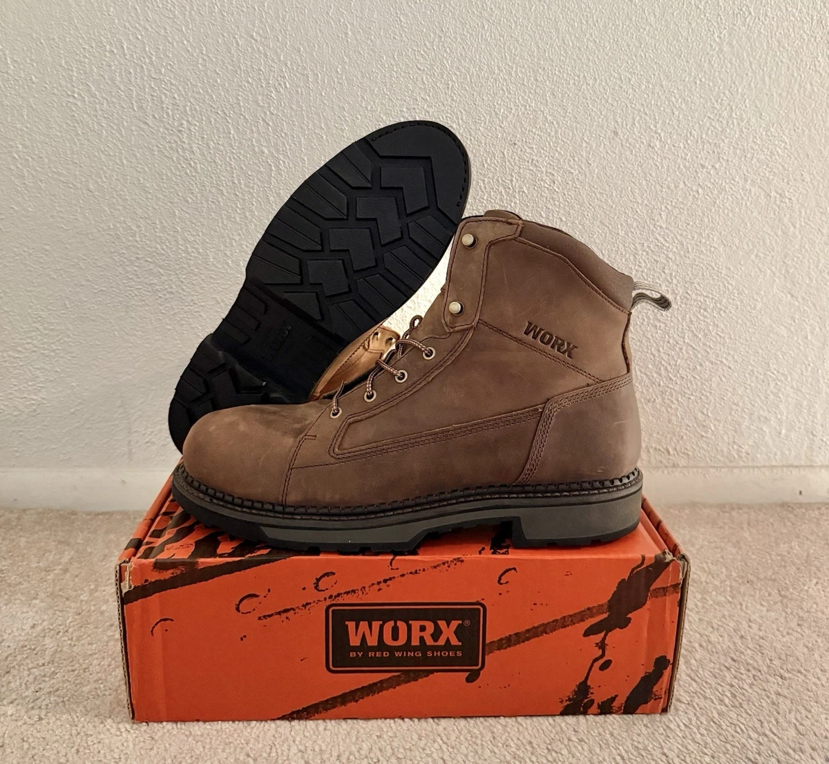 WORX Red Wing 5632-1 Steel Toe Waterproof Work Boots Brown 8.5M NIB NWT WORX by Red Wings Axil 8-inch Waterproof | Mercari main image 3