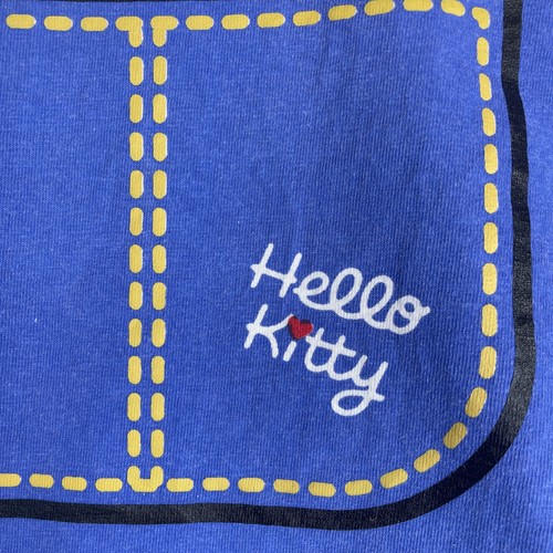 Hello Kitty Sanrio Smiles Graphic T-Shirt SS Youth M/L Blue Overalls Print 2016 - Picture 4 of 14