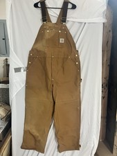 Vintage Carhartt R05 Brown Duck Canvas Bib Overalls Made in USA Mens 42x30 NWOT