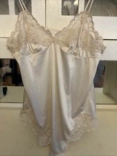 Vintage Christian Dior Cr me Negligee Teddy Satin Lace Cut Snap Bottom M