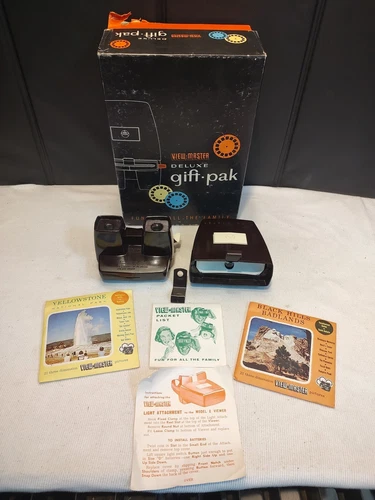 Vintage 1948 SAWYER'S Lighted Deluxe VIEWMASTER GIFT PAK w/ Original Box 7 Reels
