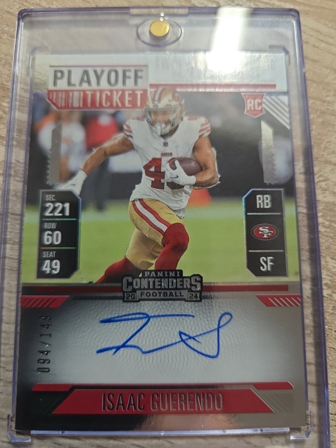2024 Panini Contenders Isaac Guerendo Playoff Rookie Ticket Auto #94 /149 A410