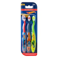 3 Pack Hot Wheels Toothbrush in 3 Assorted Color with Soft bristles for Boys