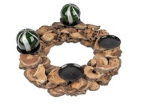 Formano Deko Kranz 40Cm Holz-Natur Vierflammig Adventskranz Braun Weihnachten
