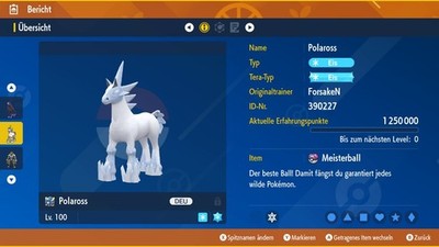   Non-Shiny Polaross |  Lvl 100  | Max6IV/DV | Pokemon Karmesin|Purpur  