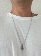 David Yurman Memento Mori Skull Small Amulet .925 Sterling Silver With 20" Chain