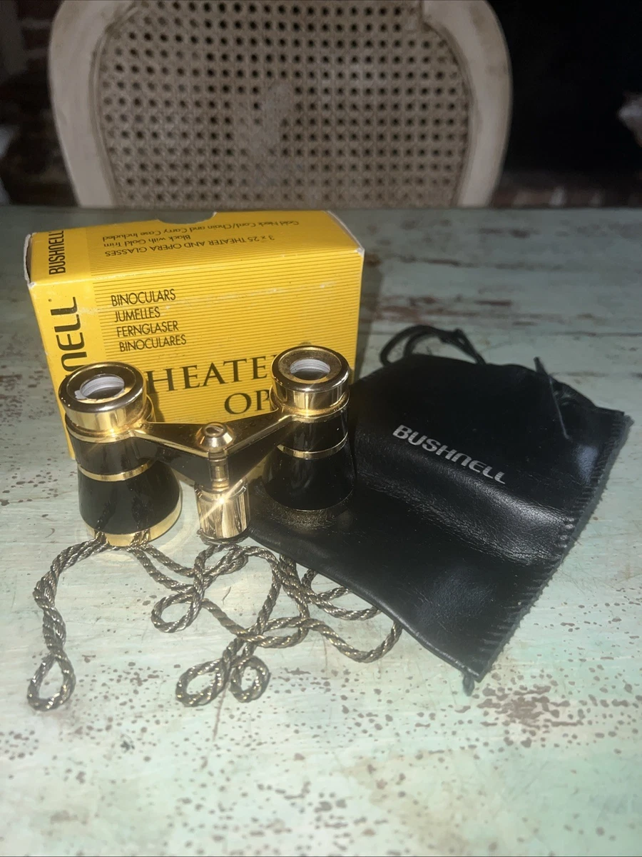 Bushnell vintage opera glasses & case Pearlized barrel inlays 2.5 magnification VINTAGE! Bushnell 3X Coated Gold and Pearl Opera Glasses  main image 4