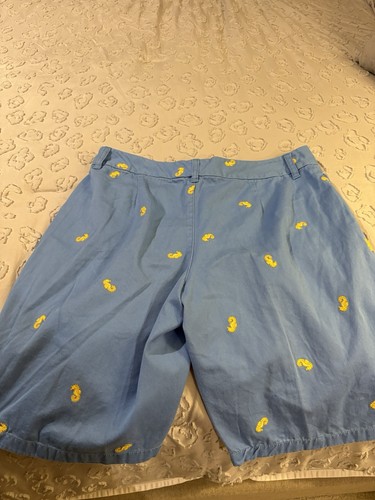 Pantaloncini chino bambù commercianti davanti piatto ricamati cavallucci marini blu taglia 12 - Foto 5 di 8