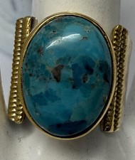 Blue Mojave Turquoise Sterling Silver Ring w Brass Detail Size 9 New Tags