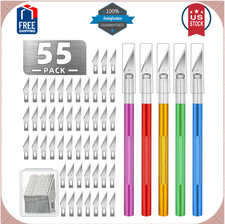 55 pack Exacto Knife, Hobby Knife Set with 5 Craft Knives and 50 Knife Blades