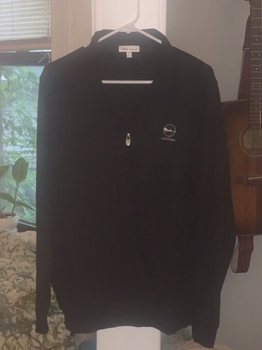 Lost Dunes Golfschläger Peter Millar Qzip Pullover schwarz Medium silberne Details