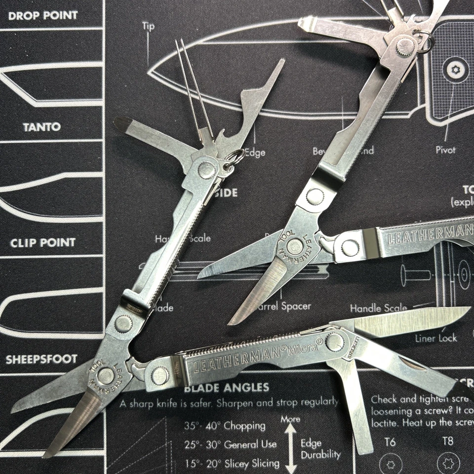 Cuchillo multiherramientas de acero inoxidable LEATHERMAN Micra tijeras y más en muy buen estado (lote de 2) Foto 3 de 4