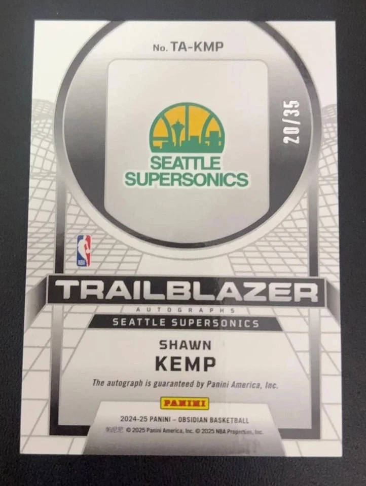2024-25 Panini Obsidian Shawn Kemp Trailblazer Auto /35 - image 2 of 3
