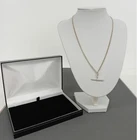 STERLING SILVER Chain Necklace with T-Bar Pendant 11.01G - L801
