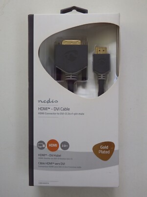 2m Nedis HDMI Stecker - DVI-D Stecker 24+1 Pin vergoldet Kabel/Leitung Rändelschrauben