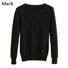 Wool Blend Sweater Women Solid Color Rond Neck Pullover Knitted Slim Warm Soft