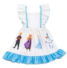 NEW Frozen Princess Elsa Ana Olaf Boutique Sleeveless Ruffle Dress