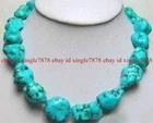 Huge 15x20mm Blue Turquoise Irregular Chunky Gemstone Beaded Necklace 20"