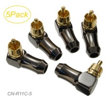 5-Pack RCA Right-Angle Solder Type Gold Plated Metal 6.3mm/OD Connectors